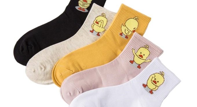 Newborn KidS Girls Socks Cartoon Yellow Duck ,Cute Cartoon Animal Socks for Work School Daily Wear