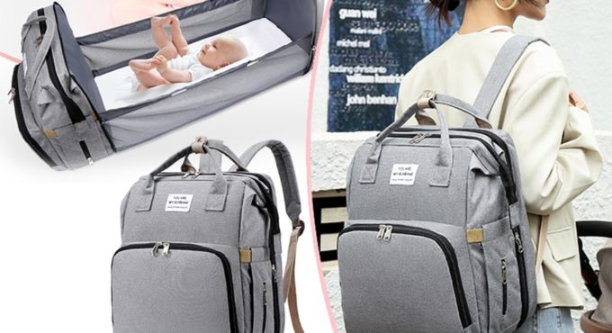 Portable Crib Nappy Bag Baby Care Changing Diaper Bag Stylish Folding Crib Nappy Bags Mummy Maternity Nappy Bag