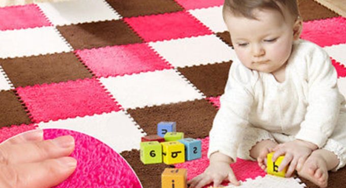 Baby Play Mat Gym Floor Foam Puzzle Mat Baby Activity Gym Crawling Playmat Stitching Suede Puzzle Waterproof Anti-Slip Carpet