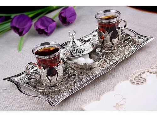 Ottoman Authentic Motif 2 Personality Turkish Tea Set and Candy Sugar Bowl Serving Set Authentic Luxury Gift Luxury Gift