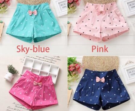 Summer Baby Kids Children Girls Toddler Candy Color Heart Print Shorts Pants Clothes For 2-10 Years K213201