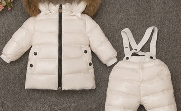 Hot selling children's suit down jacket winter boys and girls 2 pieces real fur