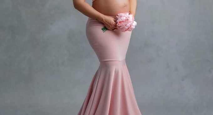 Maternity mermaid tail Skirt Set For Photography one shoulder Ruffles crop top Pregnancy Photography Props trumpet Skirt set D30