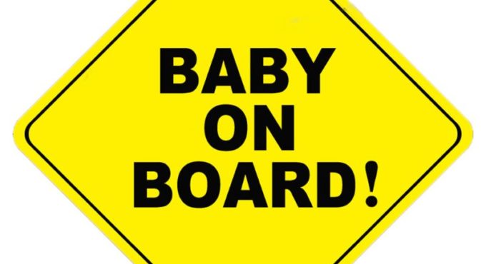 BABY ON BOARD Stroller Safety Car Window Sticker Yellow Reflective Warning Sign Drop Ship