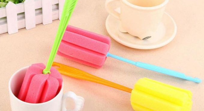 Hot Selling Kids Feeding Tool Soft Sponge Brush Bottle Cup Wine Glass Washing Cleaning Kitchen Cleaner Tool Baby Bottle Cleaners