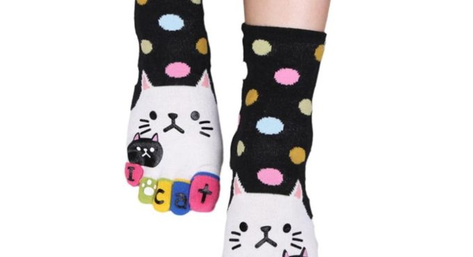 Cute Baby Kids Girls Boys Cute Cat Soft Five Fingers Cartoon Animal Socks Hosiery Toe Socks Ankle Socks Ladies