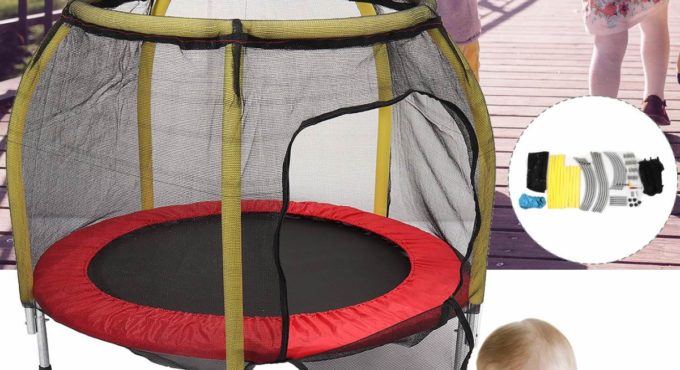 150KG Round Mute Children Trampoline Outdoor Sports Tool with Protection Net Mini Trampoline Toy Indoor Playground