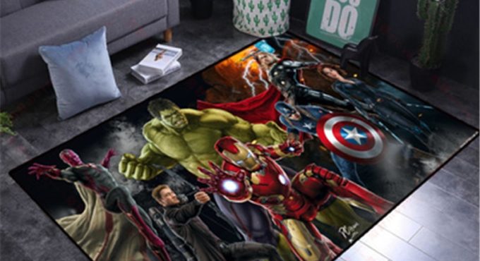 80x160cm Kids Play Mat US Captain/The Avenger Thick Carpet Mat for Living Room Doormat Flannel Print Bedroom Non-slip Floor Rug