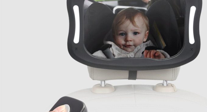 Car Seat Rearview Mirror Baby Viewing Mirror Remote LED Lights Rearview Mirror Acrylic ABS 360 Degree Rotation