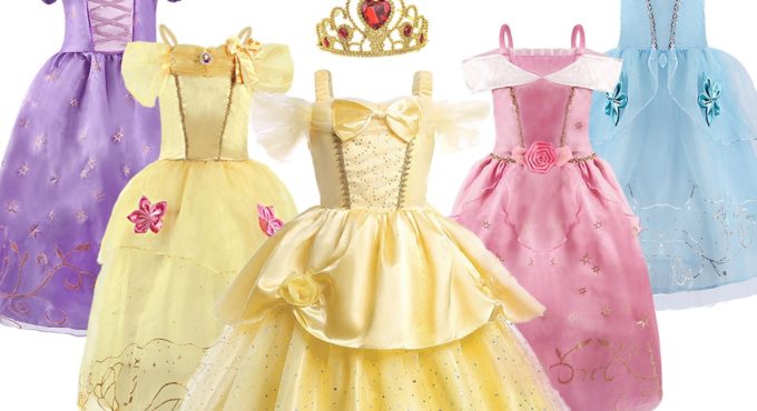 Princess Dress Rapunzel Belle Cinderella Beauty Costume Little Girl Dress Girl Birthday Party Christmas New Year Evening Dress