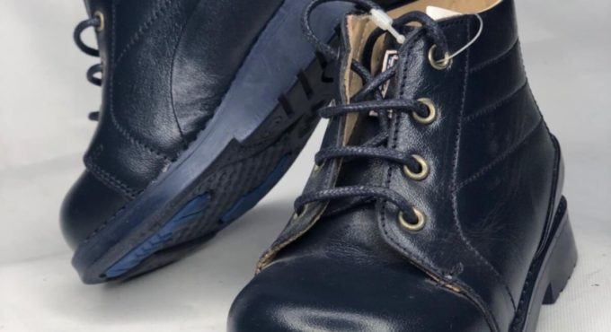 Male Child Navy Blue Orthopedic Leather Boots Bootie