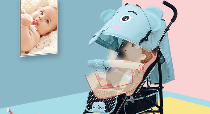 Elephant Baby Stroller Light Folding Shock Absorber Trolley Cartoon Baby Stroller for Travel Suitable 4 Seasons for Kid Sit/Lie