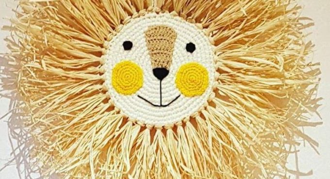 INS Nordic Creative Home Furnishing Cartoon Lion Shape Decor Baby Room Hand-woven Animal Ornament Wall Hanging Photography Props