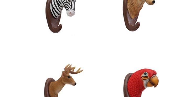 Resin Craft Key Coat Hook Deer Jungle Wall Mount Hanging Bedroom Living Room Decoration Boy Girl Birthday Gift Education Toy