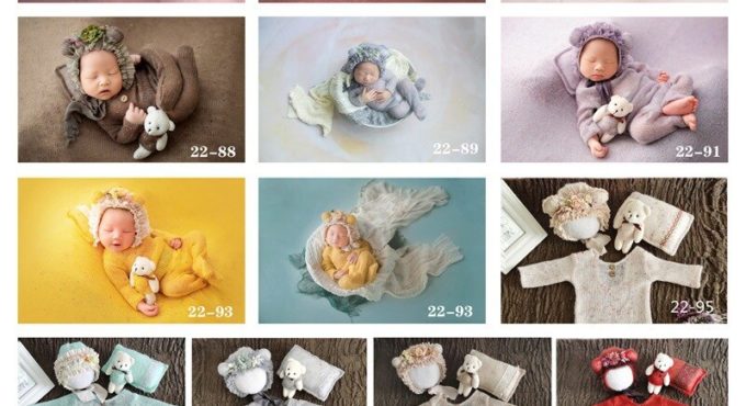 Newborn Baby Photography Props Knit Crochet Romper Hat Doll Pillow Toddler Fotografia Accessory Infant Studio Shoot Photo Cloth