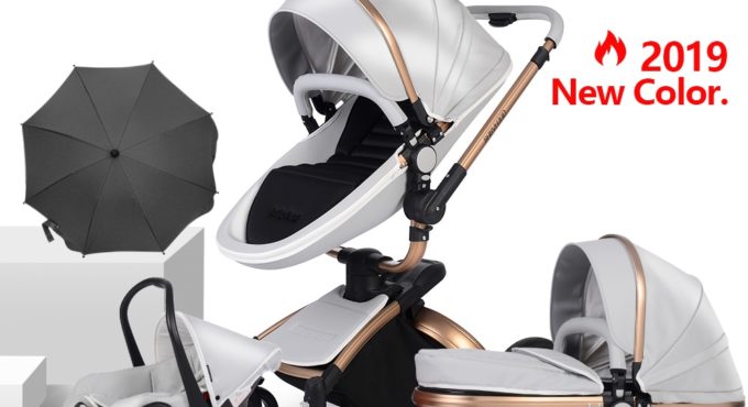 High landscape Leather 3 in 1 Baby Stroller Two Way Suspension 2 in 1 Stroller EU Safety Car Seat Newborn Bassinet Send Umbrella