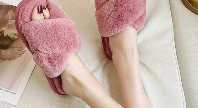 5 pcs Slipper Female Snnei Cute Korean Style Fluffy Cool Skin plus Cotton Household Dormitory Autumn and Winter Slipper lykj-yx