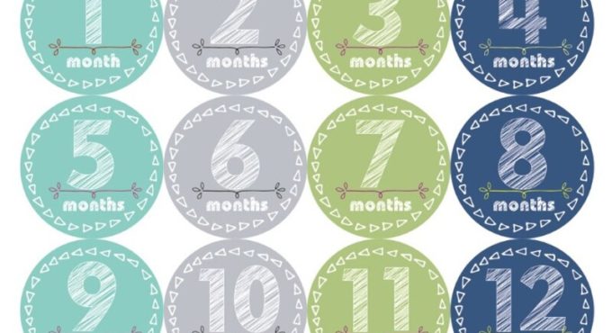 12 Pcs Baby Pregnant Monthly Stickers Memory Recording Milestone Sticker Props B36E