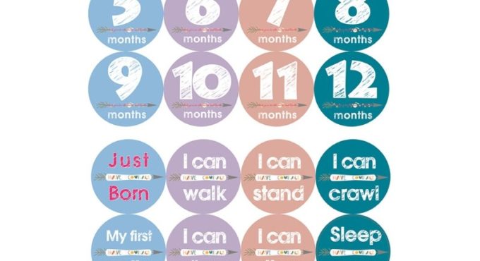 12 Pcs Baby Pregnant Monthly Stickers Memory Recording Milestone Sticker Props B36E