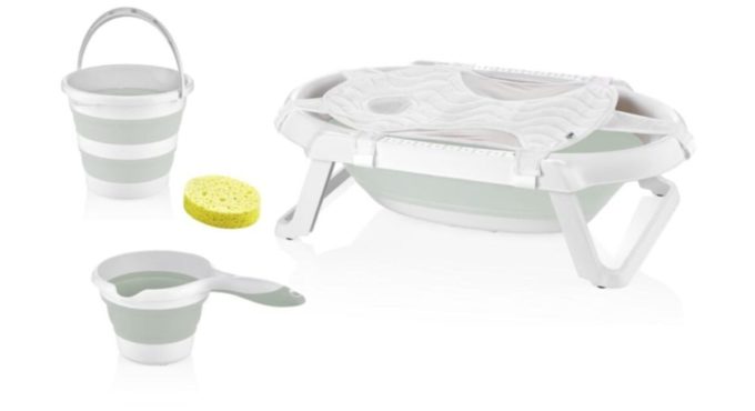 Foldable Bath Set for Baby ,Gray Infant Bathtub ,Best Turkish Quality and Ergonomic Design Bathtub set , Shower