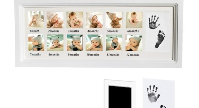 DIY 0-12 Month Baby Wall Hanging Pictures Display Stand Souvenirs "My First Year" Keepsake Handprint Footprint Photo Frame