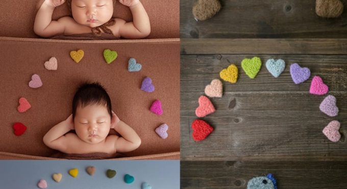 5/7/10 Pcs/Set Newborn Photography Props DIY Handmade Baby Wool Felt Dinosaur Stars Love Heart Doll Photography Studio Props