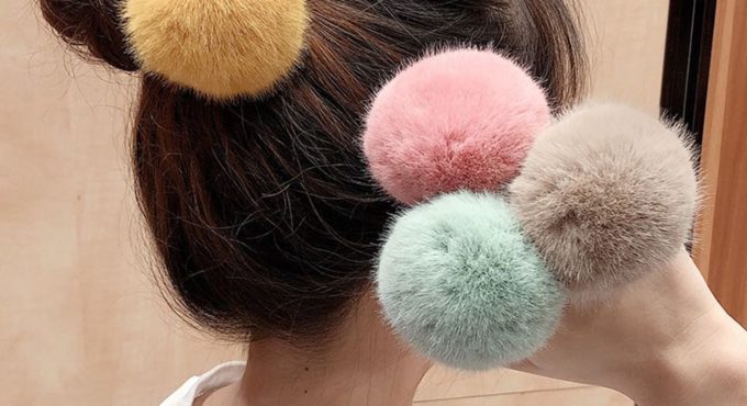 Cute Hair Ring Ties Lovely Pompom Rubber Band for Adult Kids Girls Ponytail Hair Rope Ornaments Hair Styling Christmas Gift