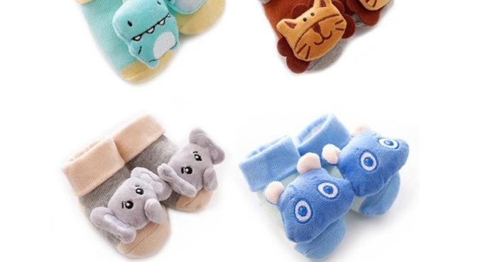 Cartoon Baby Socks Anti Slip Newborn Rattle Socks Cute Autumn Floor Cotton Socks Warm Boots For Boys Girls Infants Baby Clothes