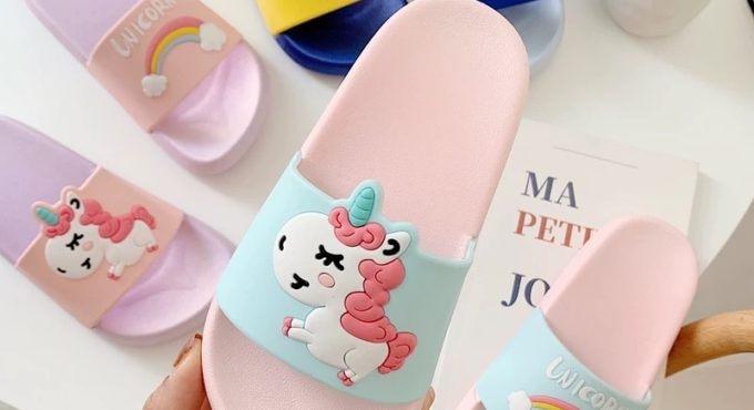 Rainbow Unicorn Slippers For Boys Girls New Summer Kids Beach Shoes Baby Toddler Soft Indoor Slippers Children Sandals