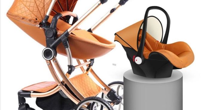 High landscape baby stroller 3 in 1 baby pram can sit reclining two way car four-wheel shock absorber folding newborn carriage