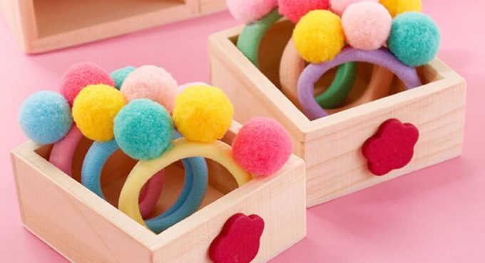 1/2/5 Pcs Baby Girls Kids Children Elastic Hair Ties Bands Rope Ponytail Holders Headband Cute Balls Hair Rope Acc Random Colors