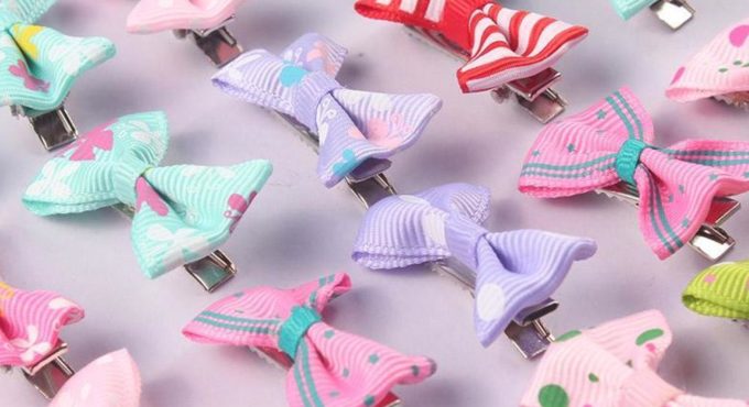 1 psc Random Mini Hair Clip Dot Printed Baby Clip Pin Hair Hair Newborn Kids wholesale Hair Accessories Bow Decoratio M6T6