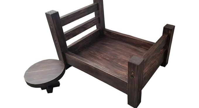 Wooden Bed Newborn Photography Props Infant Baby Boy Girl Photo Shoot Wood Table+Bed Sets fotoshooting Studio Posing Basket Prop