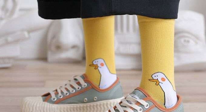 Lovely cartoon duck knee high socks Average size Fashion cotton socks