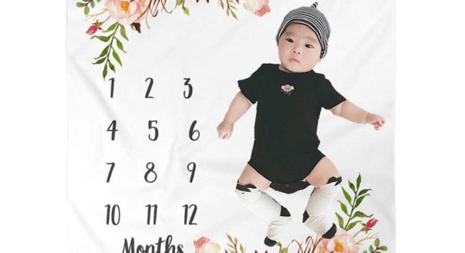 Baby Souvenir Flannel Blanket Infant Monthly Milestone Photography Mat Background Photo Props Backdrop Accessories Rug Diaper