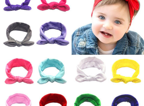 Cute Newborn Baby Girls Bow Elastic Headband Kids Hairband Soft Solid Headdress Hair Accessories