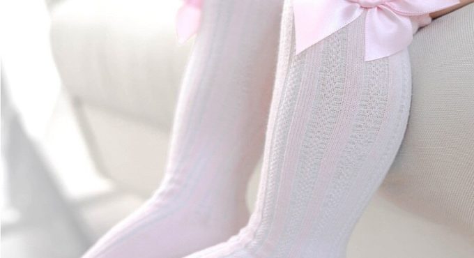 Baby Socks Kids Girls Bow Knee High Long Soft Cotton Lace Baby Knife Ekousen Meisje Children Tights Stockings Baby Girl Socks