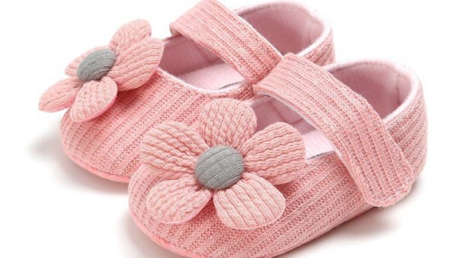 Baby Shoes For Girl Toddlers Flowers Princess Floral Print Elegant Newborn First Walkers Children Solid Color Cotton Casual Shoe