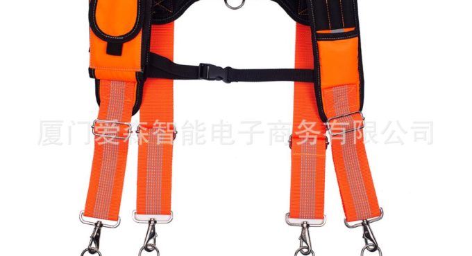 Men's Tool Suspender Mens Suspenders Fluorescence Orange Reflective Stripe Braces Type H Can Hang Tool Bag Reduce Weight Strap