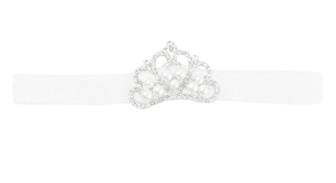 Cute Pearl Plated Crystal Crown Newborn Baby Kids Girl Hair Band Headwear