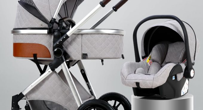 2020New Baby Stroller 3 in 1 High Landscape Reclining Baby Carriage Foldable Stroller Baby Bassinet Four seasons Newborn