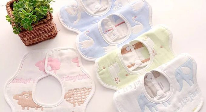 Six Layers Gauze Round Bib Baby 100% Cotton Rotary Mouthcloth Newborn Waterproof Feeding Pocket Baby Care Accessories