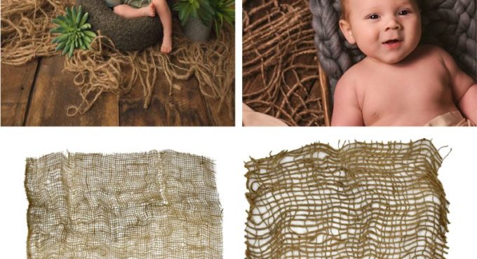 Newborn Handcraft Jute Backdrop Blanket Baby Photography Prop Chunky Burlap Layer Net Studio Props