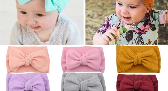 New Baby Accessories Boy Baby Girl Solid Bow Hairband Kids Headband Toddler Stretch Turban Girls Knot Head Wrap Kids Props Gifts