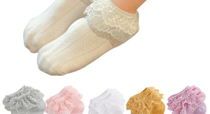 Children's Socks Baby Girls Cotton Lace Ruffle Princess Mesh Socks Kids Infant Toddler Anti-slip Ankle Short Socks White Pink