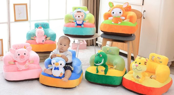 Baby Sofa Seat Support Cover Car Seat Learn to Sit Baby Plush Sofa without Filling Baby Cartoon Animal Plush Chair Baby Toy Sofa