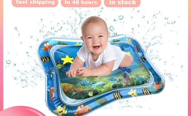 Baby Kids Water Play Mat Inflatable Infant Tummy Time Playmat Toddler for Baby Fun Activity Play Center Baby Toddler Toys