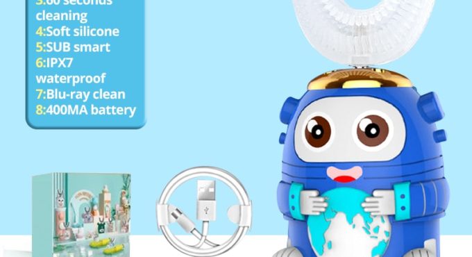 Children Electric Toothbrush For Kids Smart 360 Degrees U Silicon USB Automatic Ultrasonic Teeth Tooth Brush Cartoon Pattern