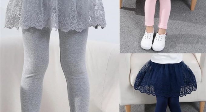 Cotton Baby Girls Leggings Lace Princess Skirt-pants Spring Autumn Children Slim Skirt Trousers for 2-7 Years Kids Clothes KF033