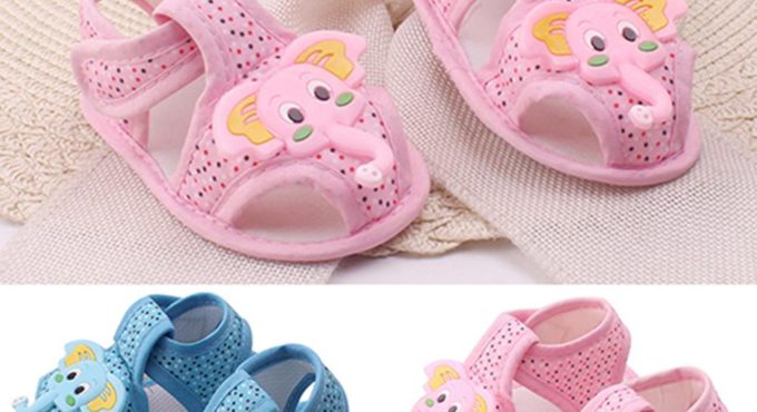 Baby Girl Boy Summer Cartoon Elephant Pattern Soft Sole Shoes Toddler Sandals